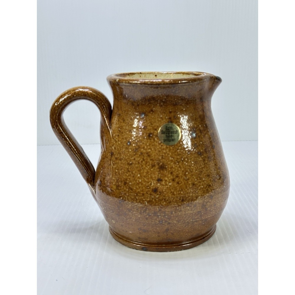 Vintage Salt-Glazed Stoneware Artisanal Pitcher Echt Salzglasur Hand Getöpfert
